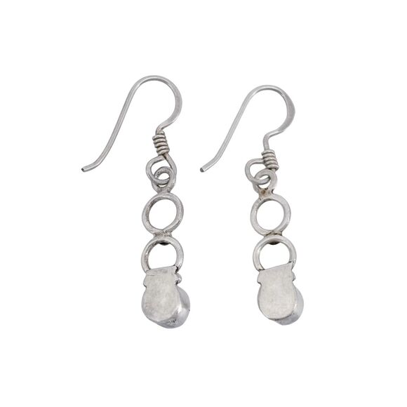 White Pearl Accent Dangle Earrings | Vintage Sterling Silver 925 - Picture 3 of 6